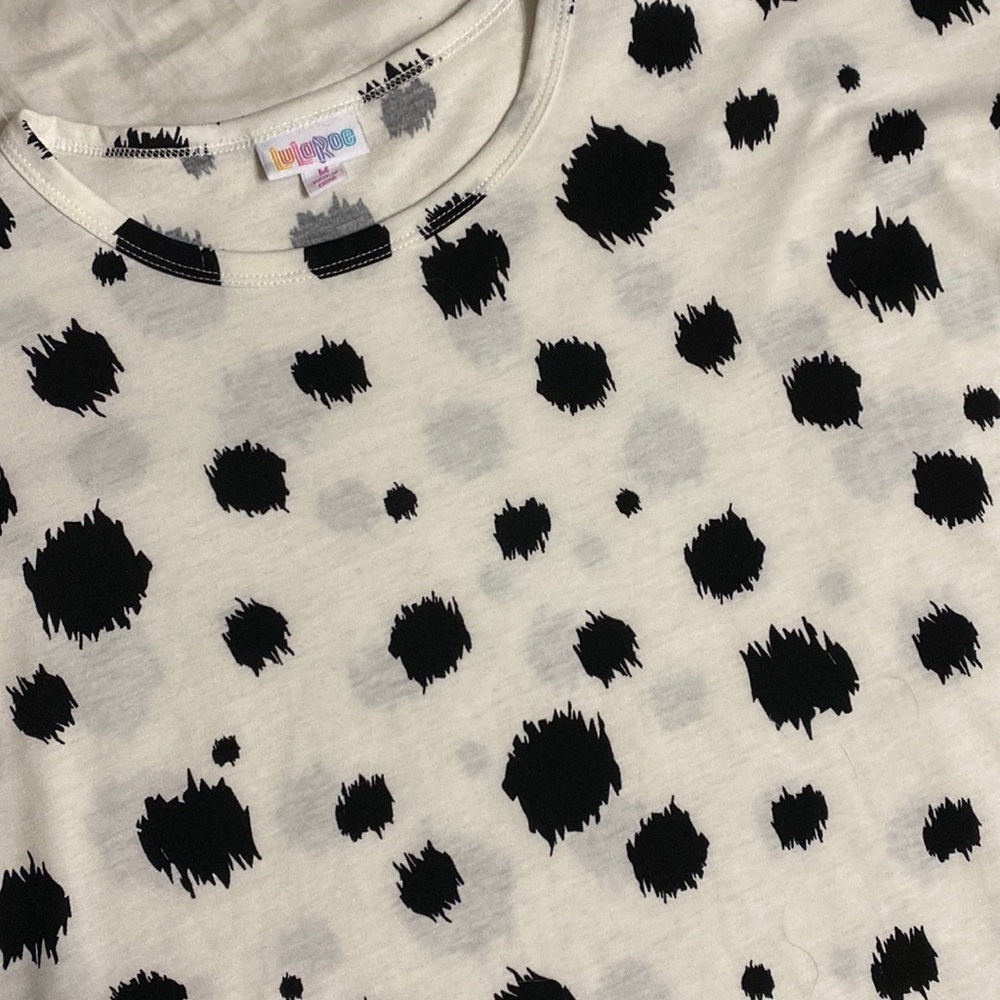LuLaRoe long maxi dress white with black spots size M